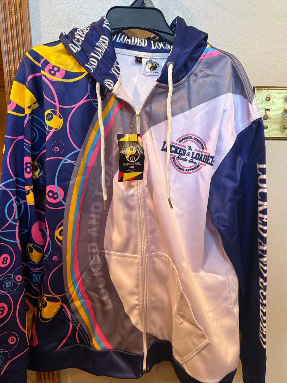 Women’s 8 Ball Locked and Loaded Hooded Jacket - Navy, Pink & Yellow